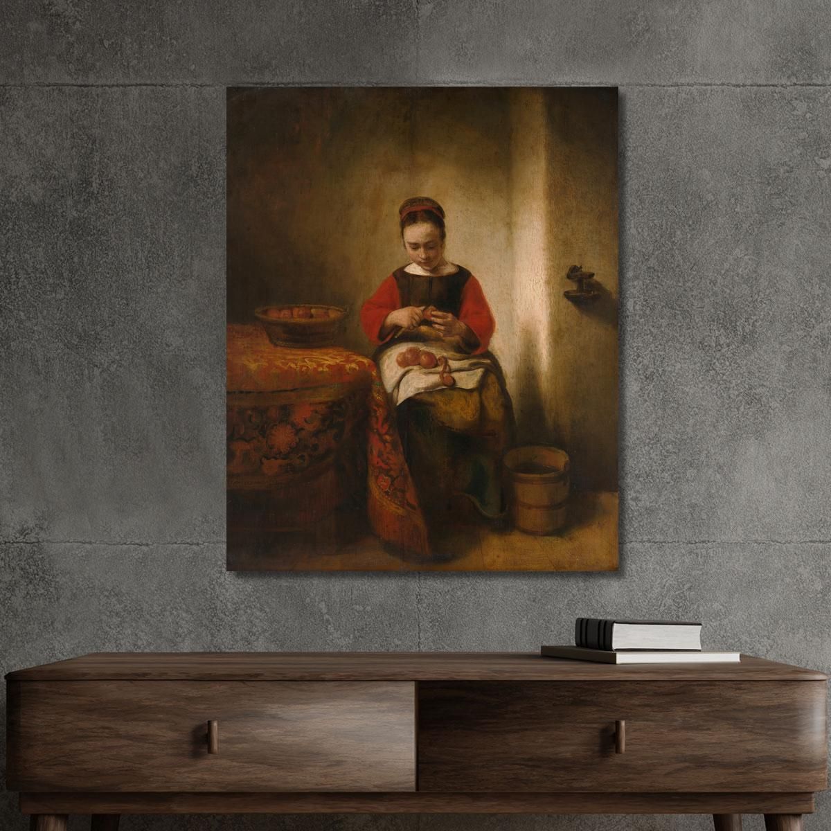 Young Woman Peeling Apples Nicolaes Maes nma44 canvas print 