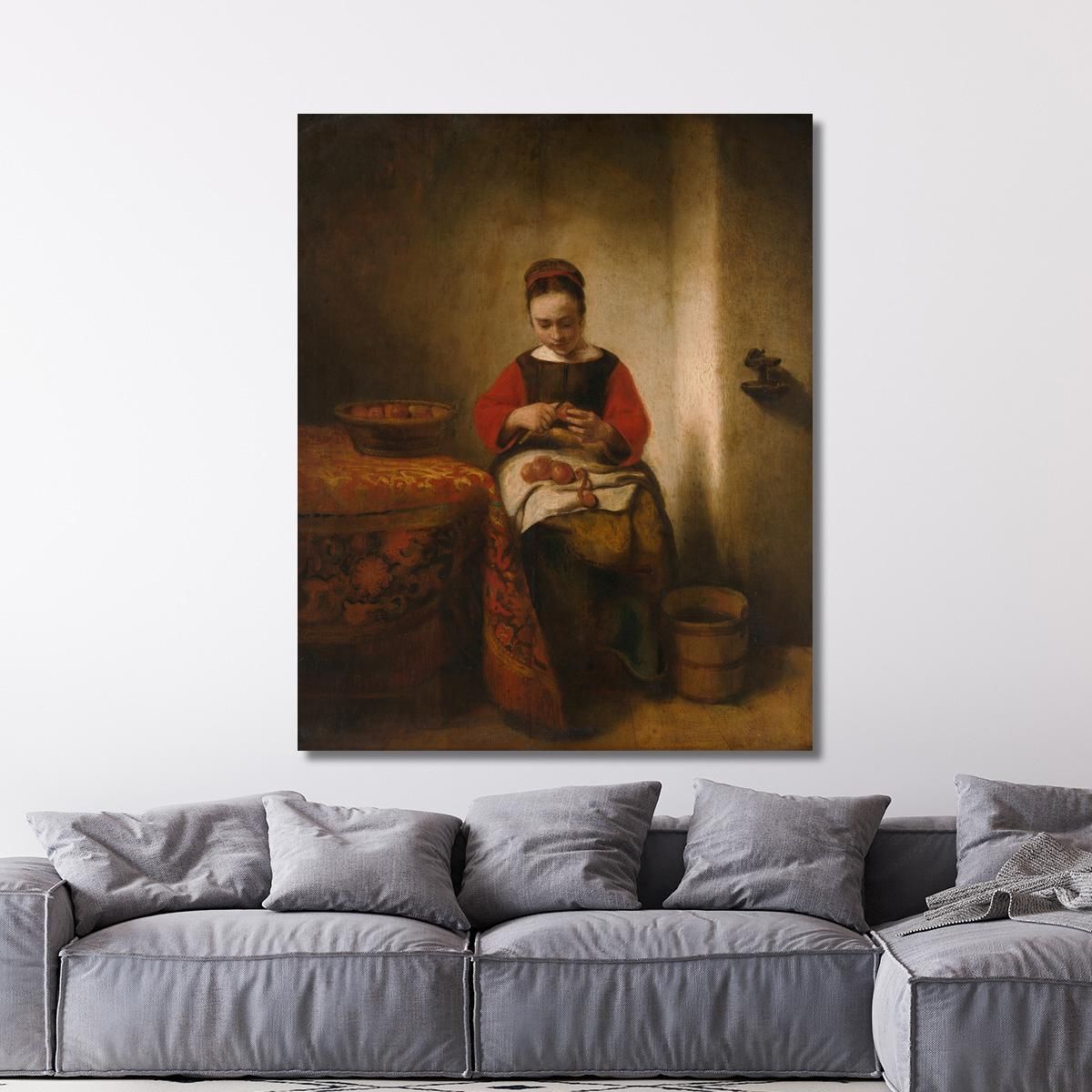 Young Woman Peeling Apples Nicolaes Maes nma44 canvas print 