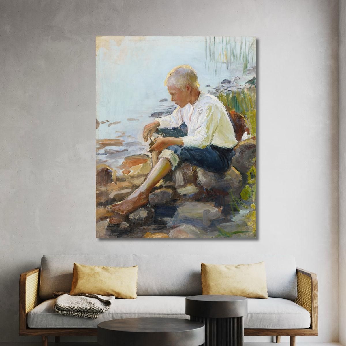 Boy On The Shore Pekka Halonen phl1 canvas print 