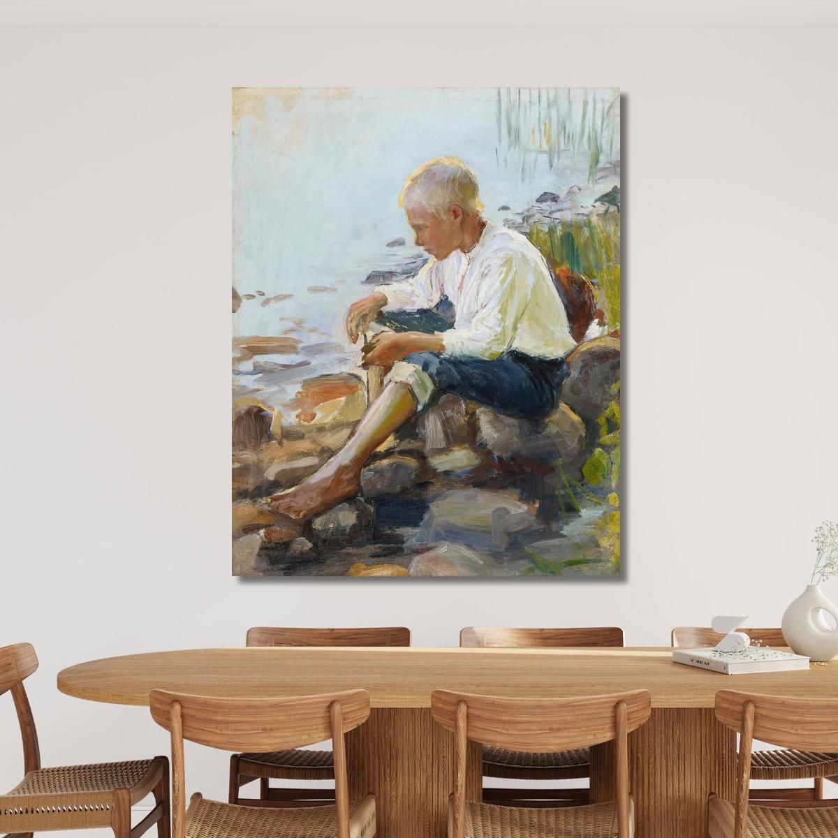 Boy On The Shore Pekka Halonen phl1 canvas print 
