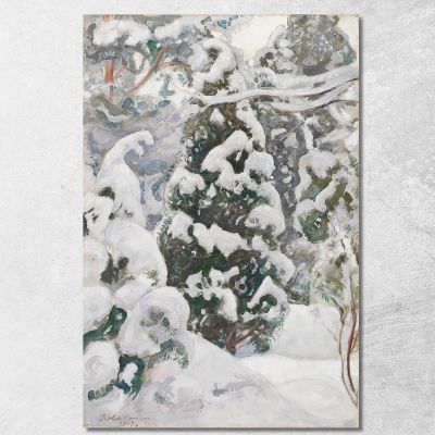 Juniper Tree In Snow Pekka Halonen phl10 canvas print 