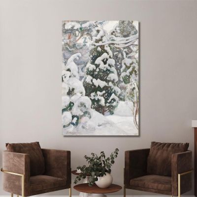 Juniper Tree In Snow Pekka Halonen phl10 canvas print 