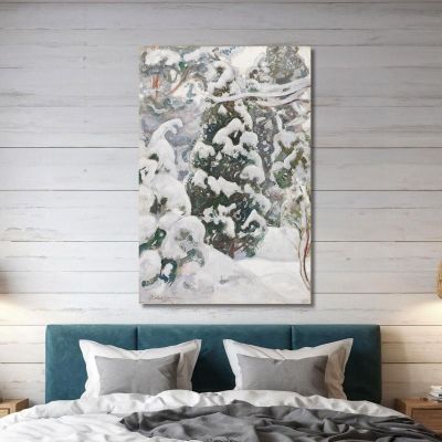 Juniper Tree In Snow Pekka Halonen phl10 canvas print 
