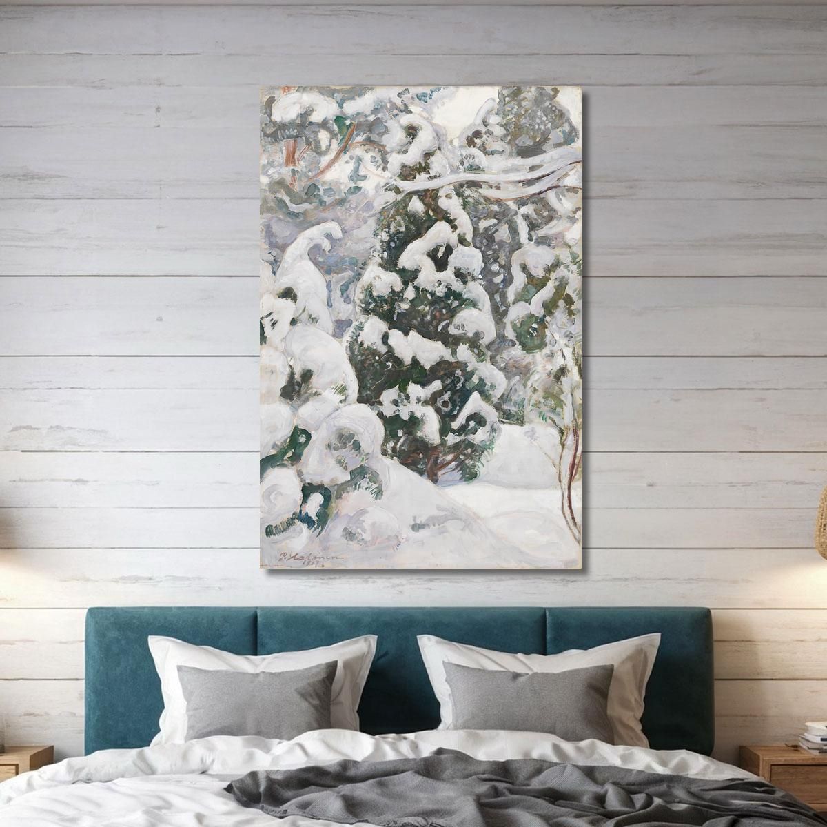 Juniper Tree In Snow Pekka Halonen phl10 canvas print 