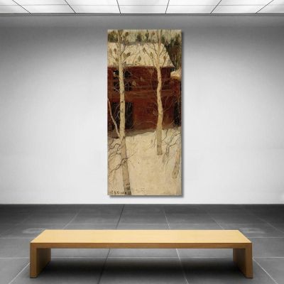 Titmice In Birch Trees Pekka Halonen phl30 canvas print 