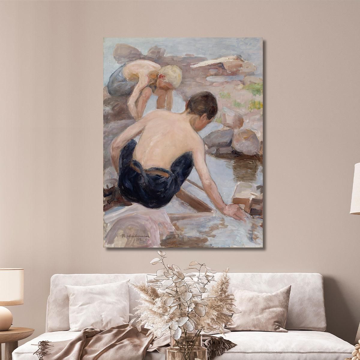 Two Boys On The Shore Pekka Halonen phl32 canvas print 