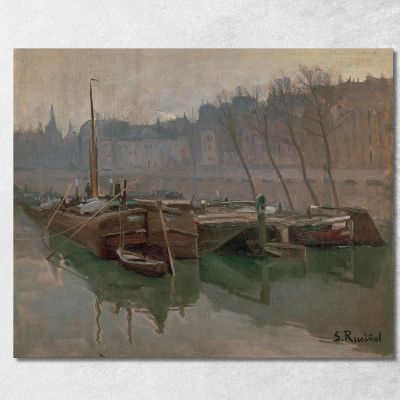 Boats On The Seine Santiago Rusiñol srs4 canvas print 