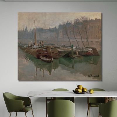 Boats On The Seine Santiago Rusiñol srs4 canvas print 