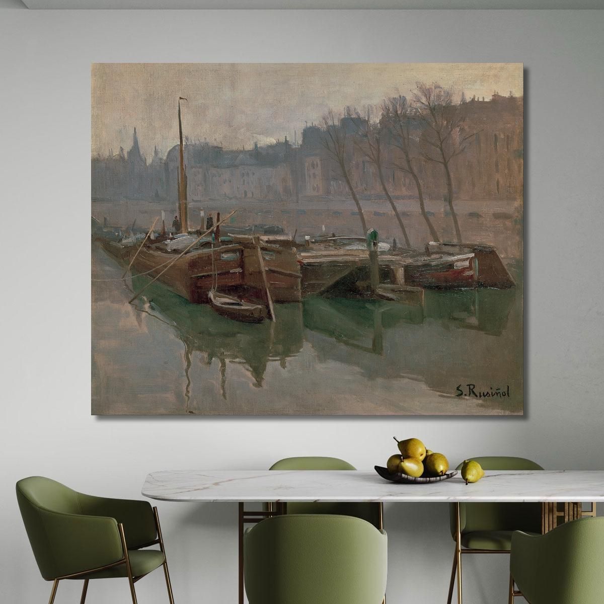 Boats On The Seine Santiago Rusiñol srs4 canvas print 