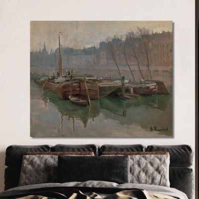 Boats On The Seine Santiago Rusiñol srs4 canvas print 