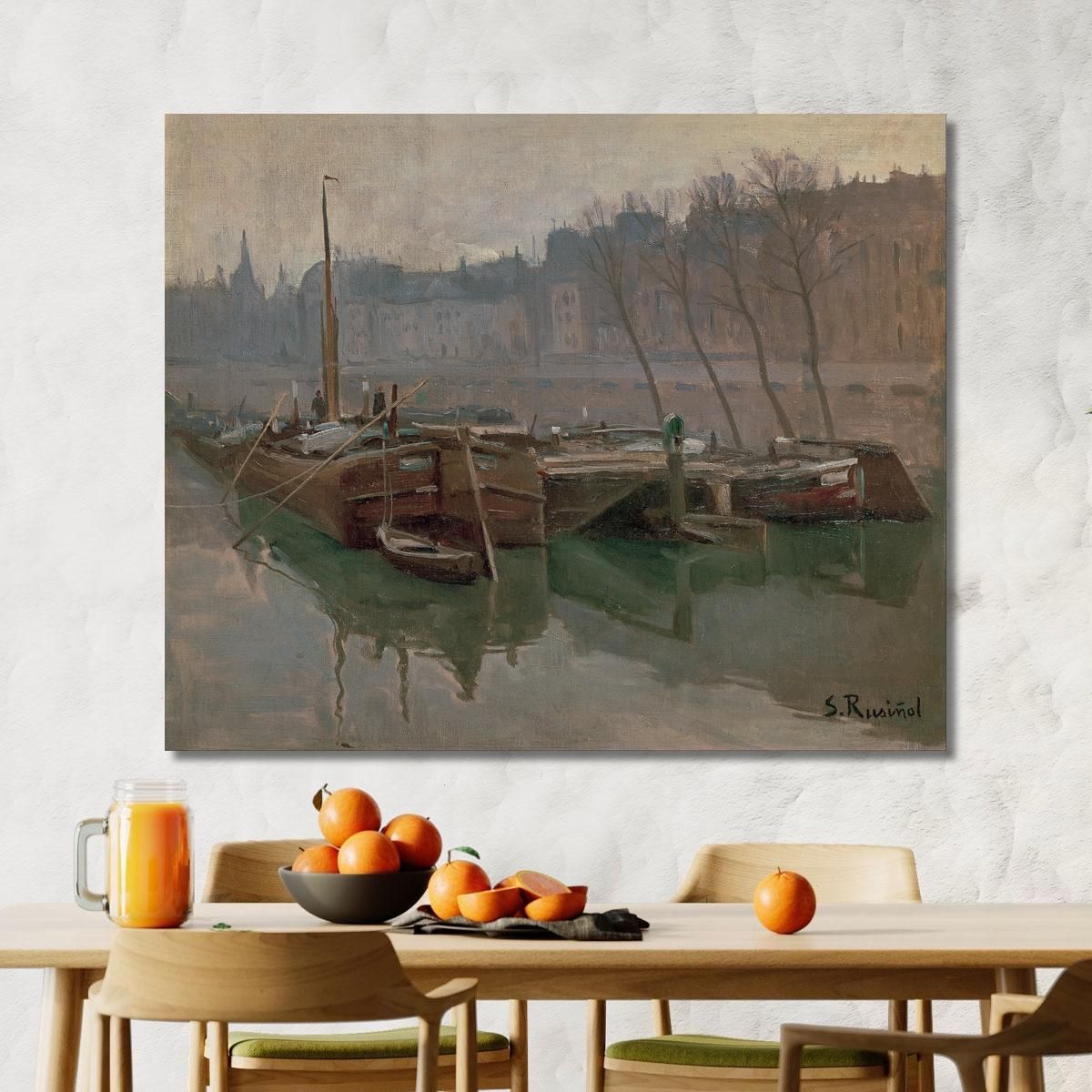 Boats On The Seine Santiago Rusiñol srs4 canvas print 