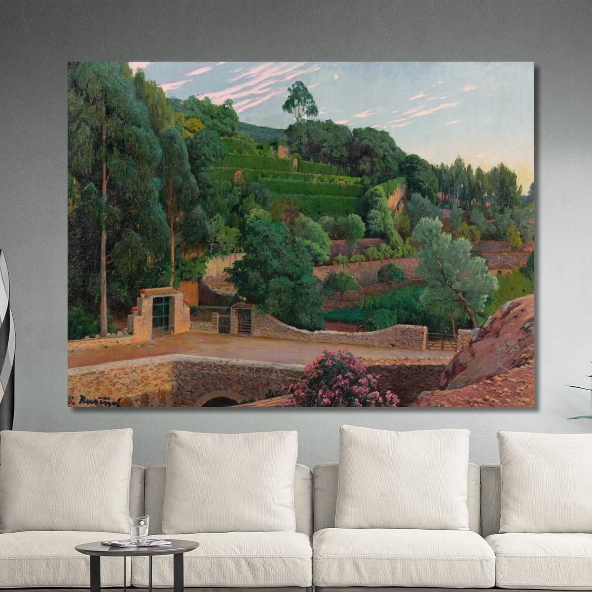 Green Amphitheater: A View Of Sa Coma Gardens Santiago Rusiñol srs17 canvas print 