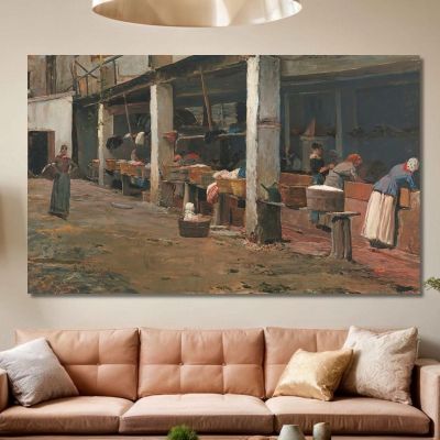 The Washing Place, Barceloneta Santiago Rusiñol, srs24 ภาพพิมพ์บนผ้าใบแคนวาส