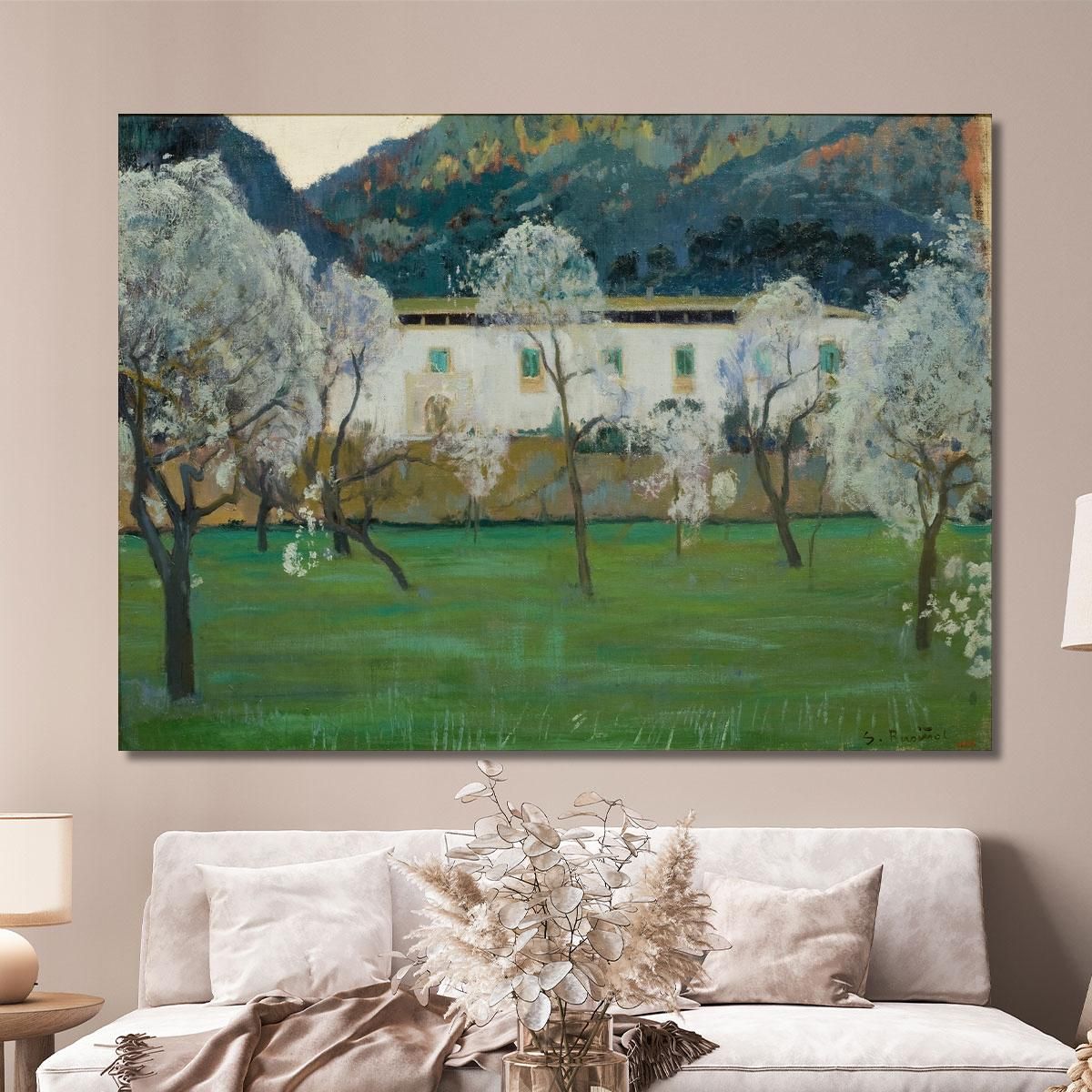 White Farmhouse Bunyola Majorca Santiago Rusiñol srs40 canvas print 