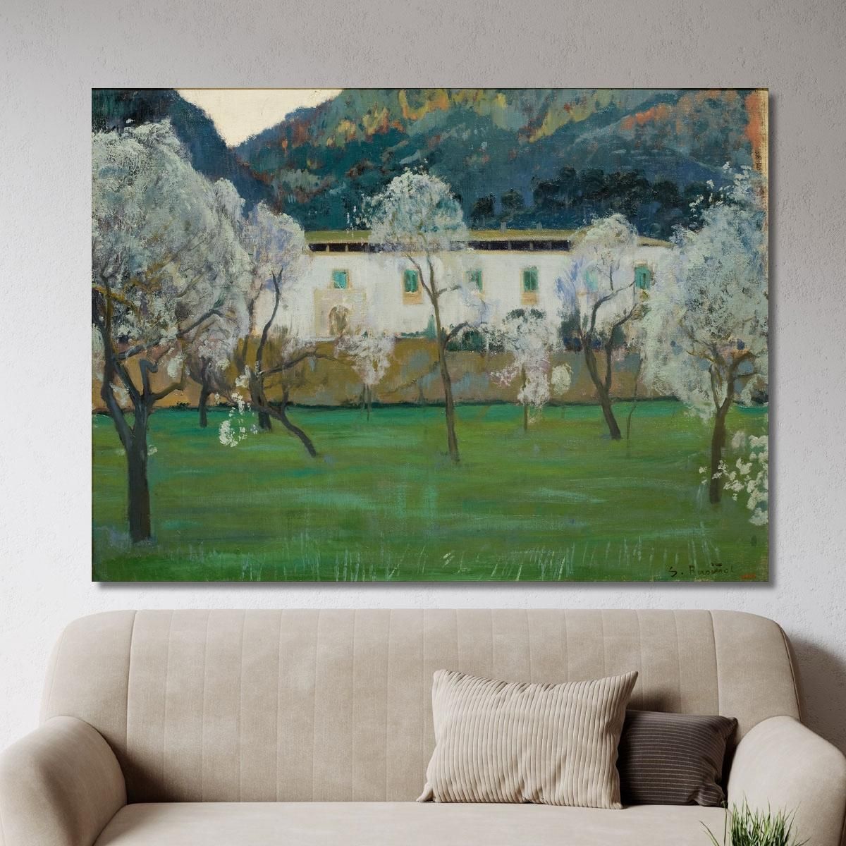 White Farmhouse Bunyola Majorca Santiago Rusiñol srs40 canvas print 