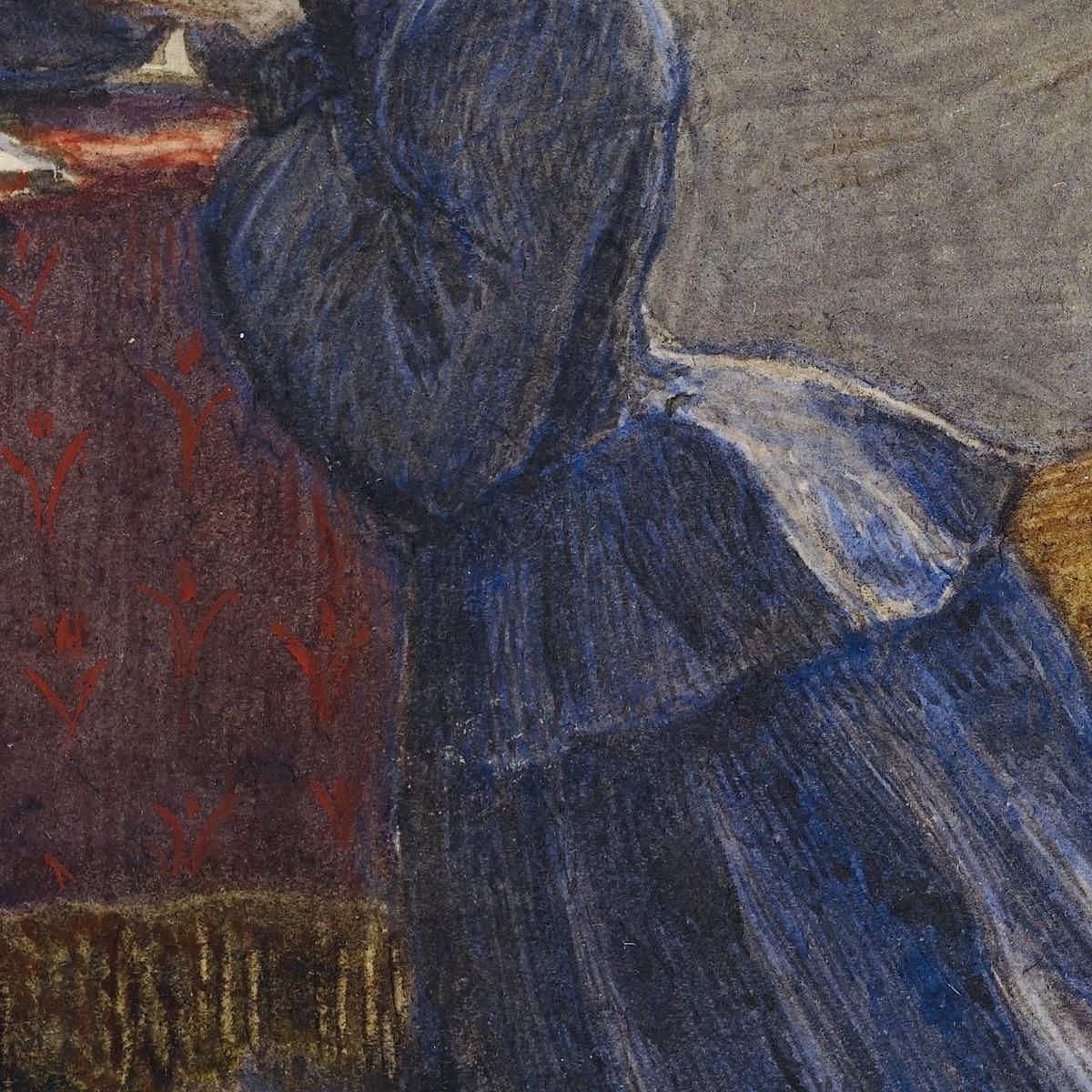 A Wife – Face In Both Hands She Knelt On The Carpet Sir John Everett Millais jem3 canvas print