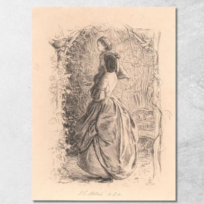 Happy Spring Time. Woman And Child Looking At Bird In Nest. Sir John Everett Millais jem12 canvas print 