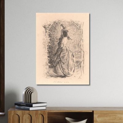 Happy Spring Time. Woman And Child Looking At Bird In Nest. Sir John Everett Millais jem12 canvas print 