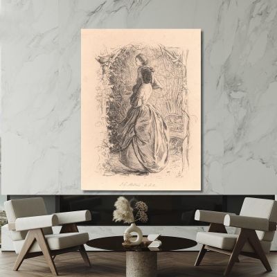 Happy Spring Time. Woman And Child Looking At Bird In Nest. Sir John Everett Millais jem12 canvas print 