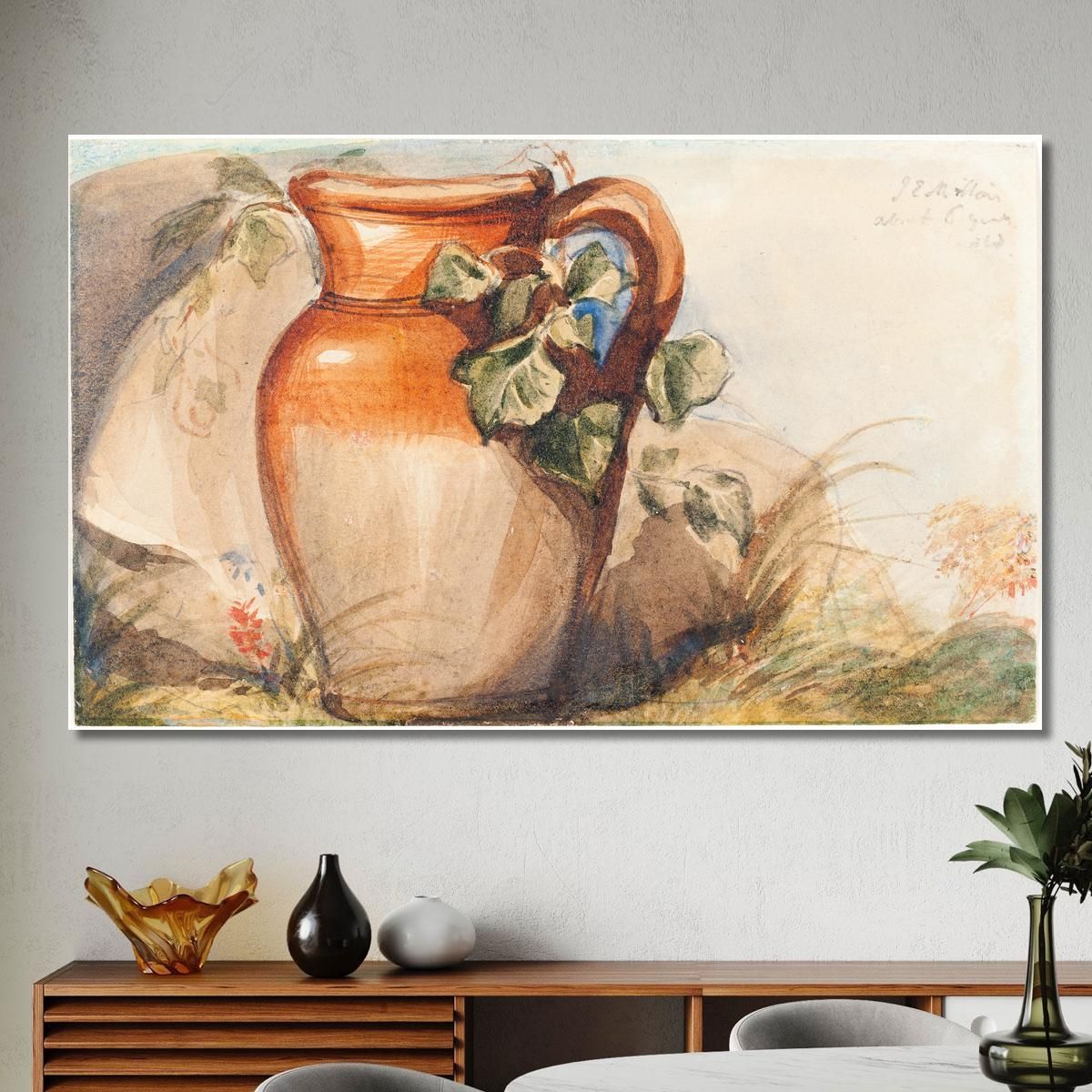 Study Of A Pottery Jug (Recto) Sir John Everett Millais jem40 canvas print 