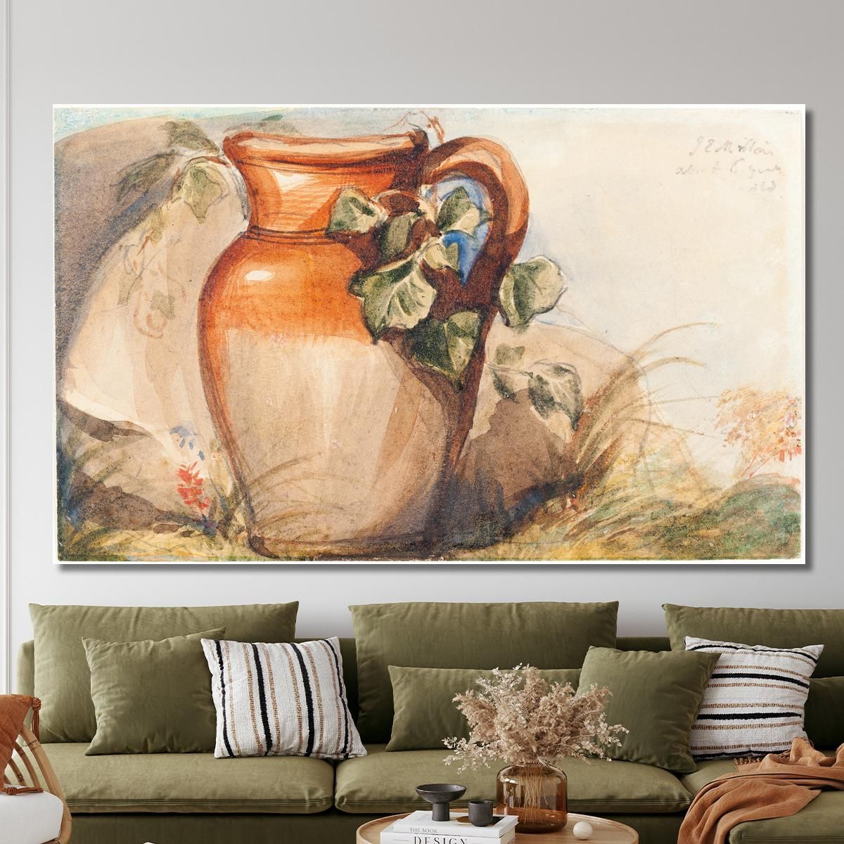 Study Of A Pottery Jug (Recto) Sir John Everett Millais jem40 canvas print 