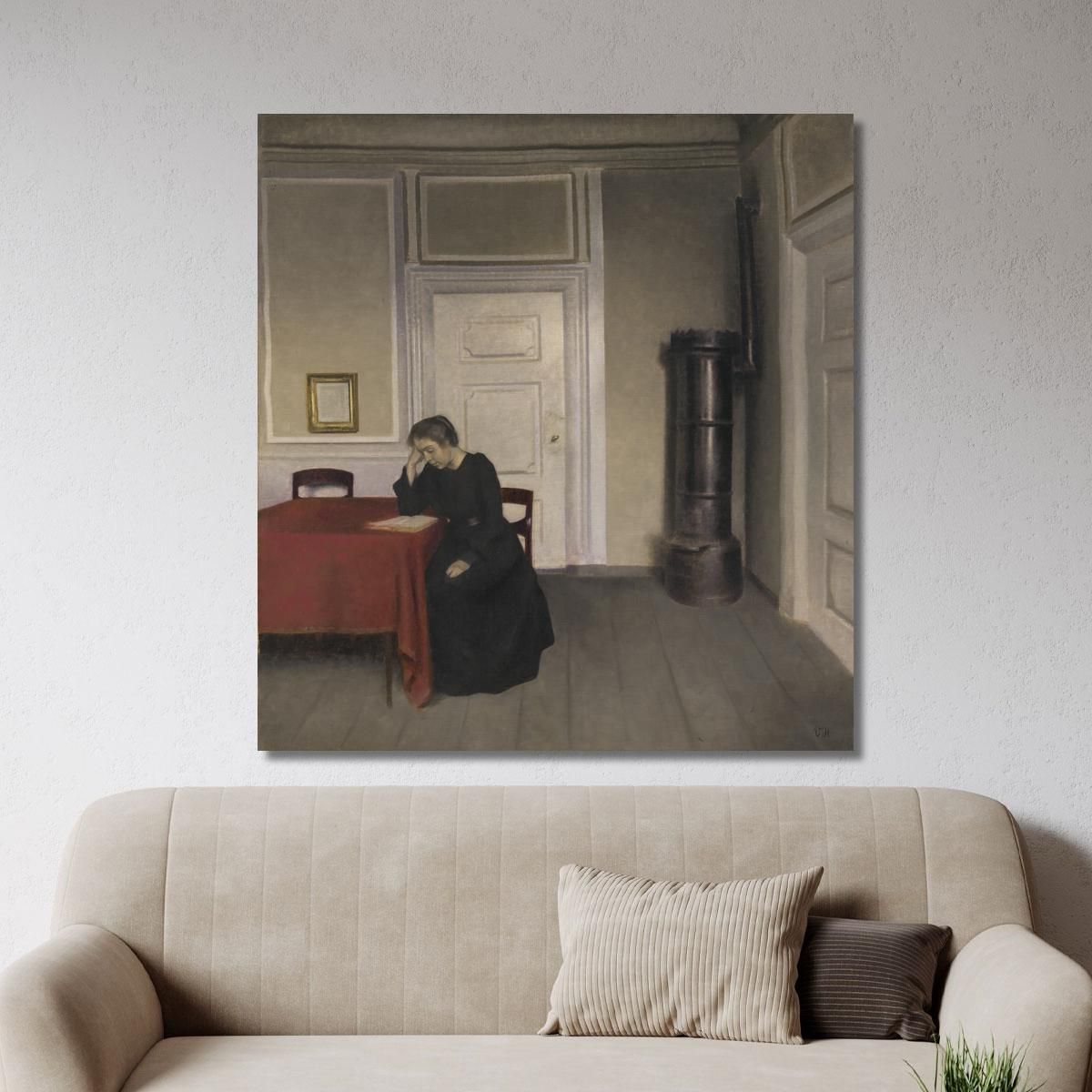 A Room In The Artist'S Home In Strandgade Copenhagen With The Artist'S Wife Vilhelm Hammershøi vhm2 canvas print 
