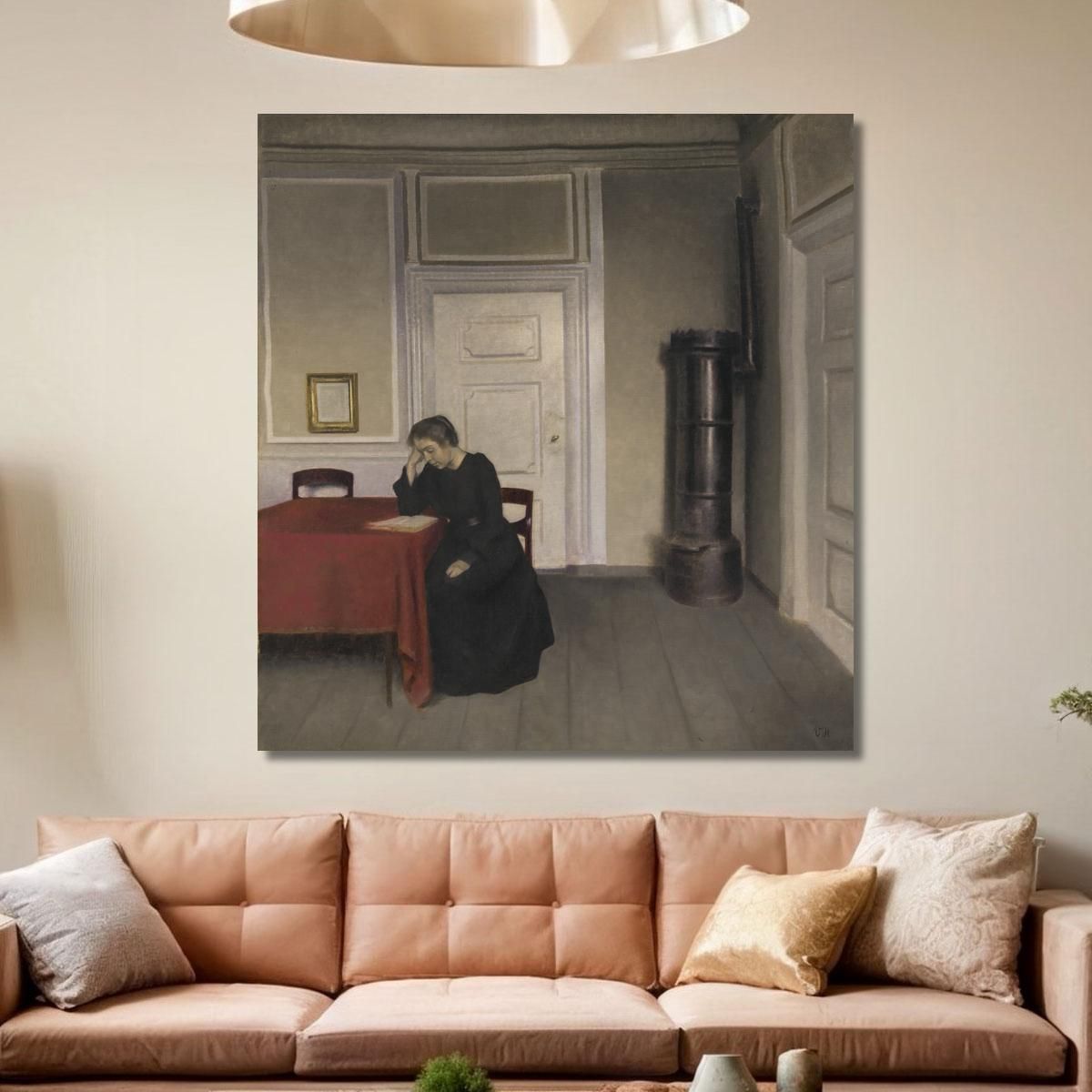 A Room In The Artist'S Home In Strandgade Copenhagen With The Artist'S Wife Vilhelm Hammershøi vhm2 canvas print 
