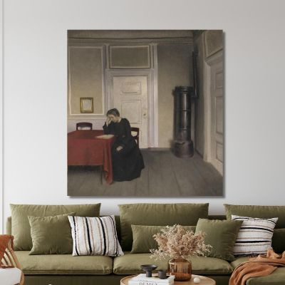 A Room In The Artist'S Home In Strandgade Copenhagen With The Artist'S Wife Vilhelm Hammershøi vhm2 canvas print 