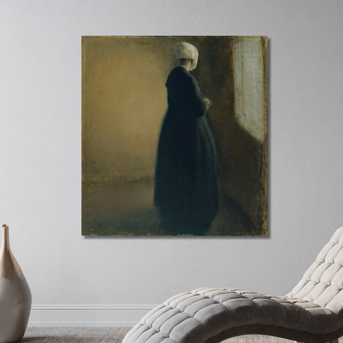 An Old Woman Standing By A Window Vilhelm Hammershøi vhm4 canvas print 