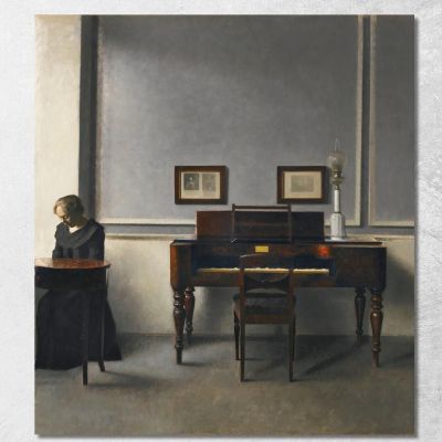 Ida In An Interior With Piano Vilhelm Hammershøi vhm17 canvas print 