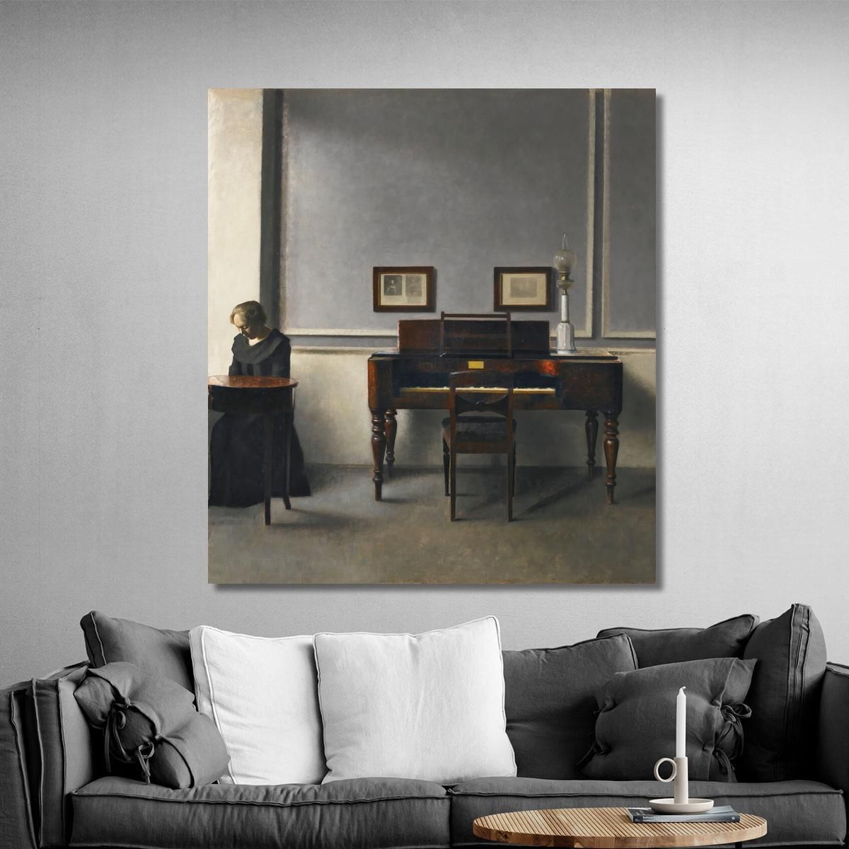 Ida In An Interior With Piano Vilhelm Hammershøi vhm17 canvas print 