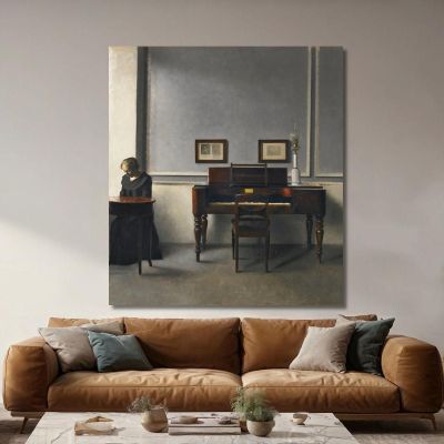 Ida In An Interior With Piano Vilhelm Hammershøi vhm17 canvas print 