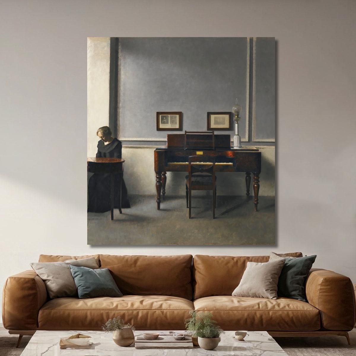 Ida In An Interior With Piano Vilhelm Hammershøi vhm17 canvas print 