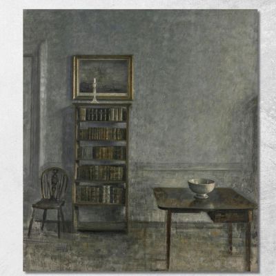 Interior With A Table Bookcase And Windsor Chair 25 Strandgade Vilhelm Hammershøi vhm27 canvas print 