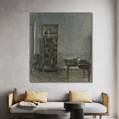 Interior With A Table Bookcase And Windsor Chair 25 Strandgade Vilhelm Hammershøi vhm27 canvas print 