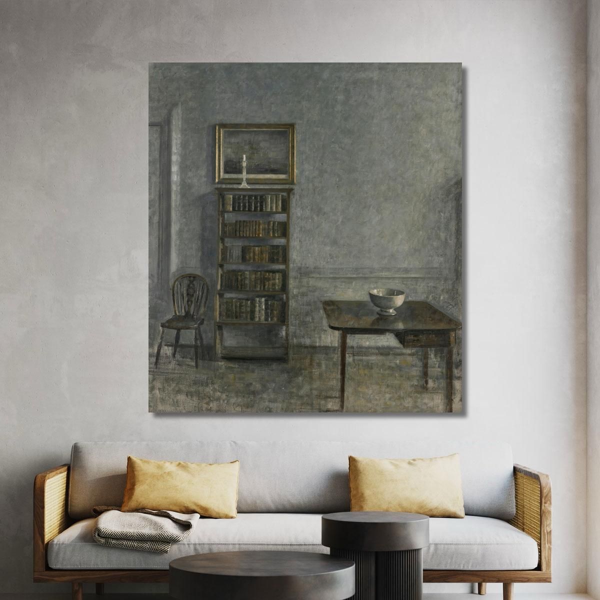 Interior With A Table Bookcase And Windsor Chair 25 Strandgade Vilhelm Hammershøi vhm27 canvas print 