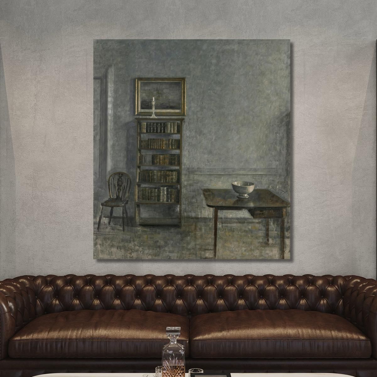 Interior With A Table Bookcase And Windsor Chair 25 Strandgade Vilhelm Hammershøi vhm27 canvas print 