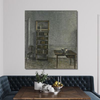 Interior With A Table Bookcase And Windsor Chair 25 Strandgade Vilhelm Hammershøi vhm27 canvas print 