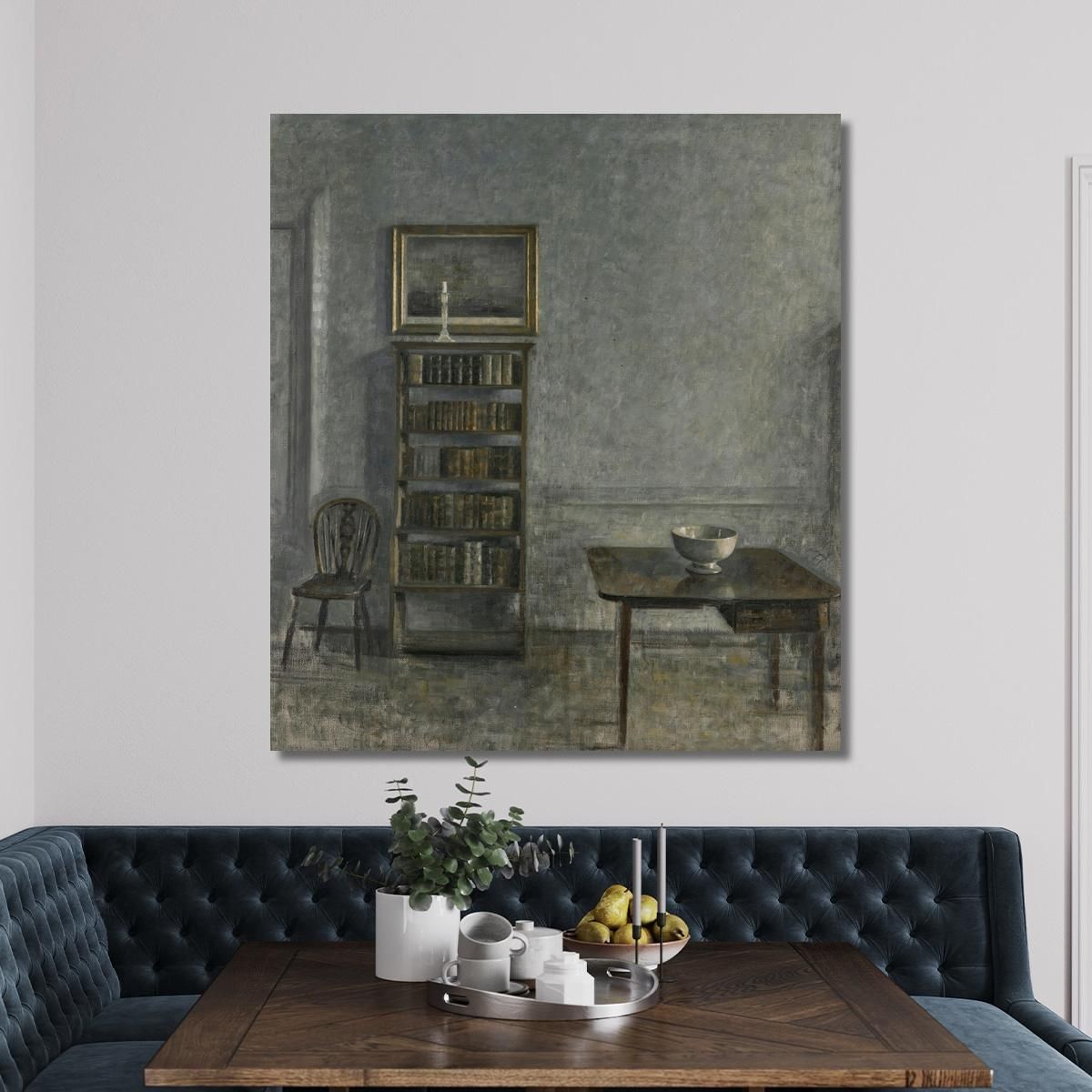 Interior With A Table Bookcase And Windsor Chair 25 Strandgade Vilhelm Hammershøi vhm27 canvas print 