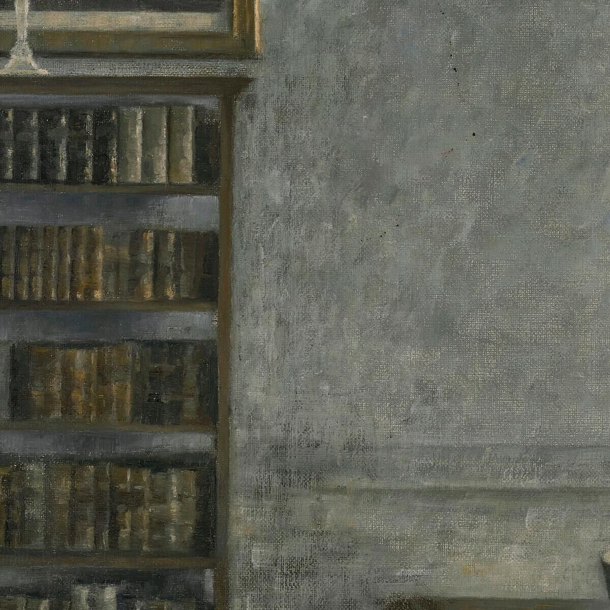 Interior With A Table Bookcase And Windsor Chair 25 Strandgade Vilhelm Hammershøi vhm27 canvas print