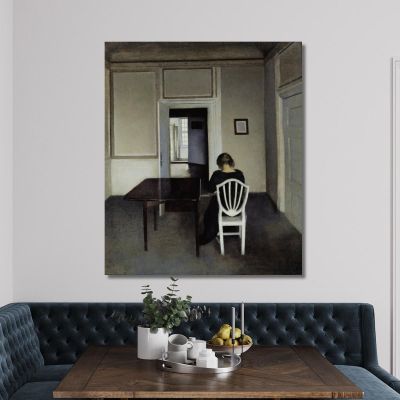 Interior With Ida In A White Chair Vilhelm Hammershøi vhm29 canvas print 