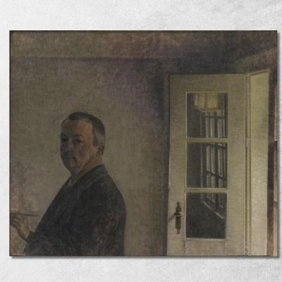 Self-Portrait. The Cottage Spurveskjul At Sorgenfri North Of Copenhagen Vilhelm Hammershøi vhm53 canvas print 