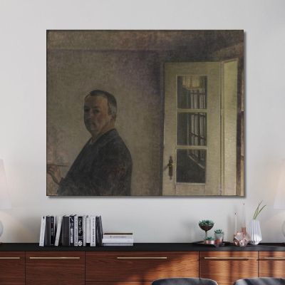 Self-Portrait. The Cottage Spurveskjul At Sorgenfri North Of Copenhagen Vilhelm Hammershøi vhm53 canvas print 