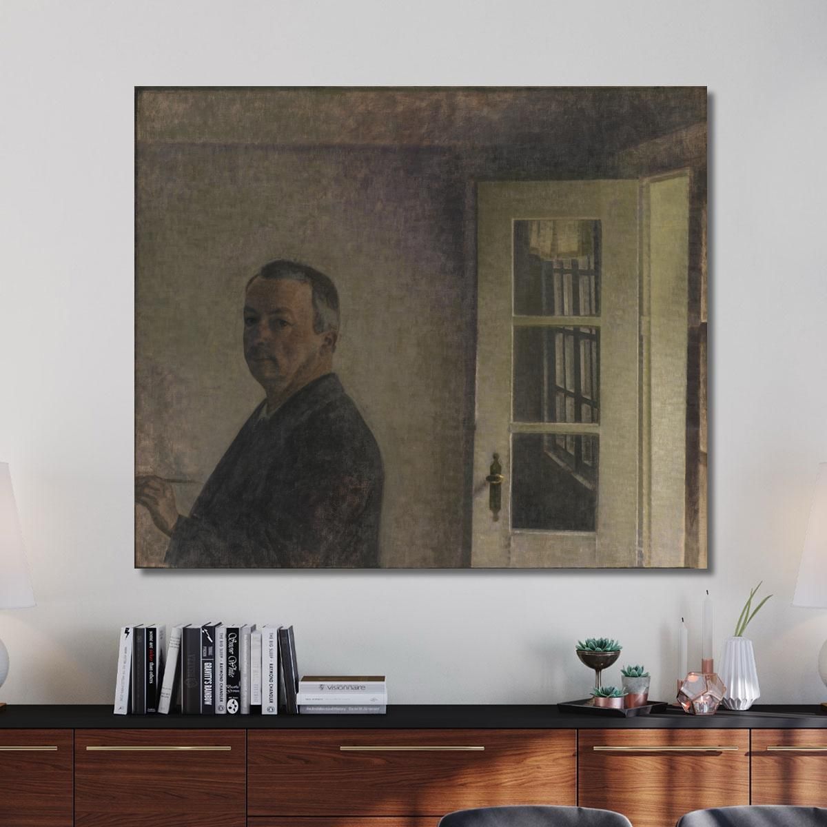Self-Portrait. The Cottage Spurveskjul At Sorgenfri North Of Copenhagen Vilhelm Hammershøi vhm53 canvas print 
