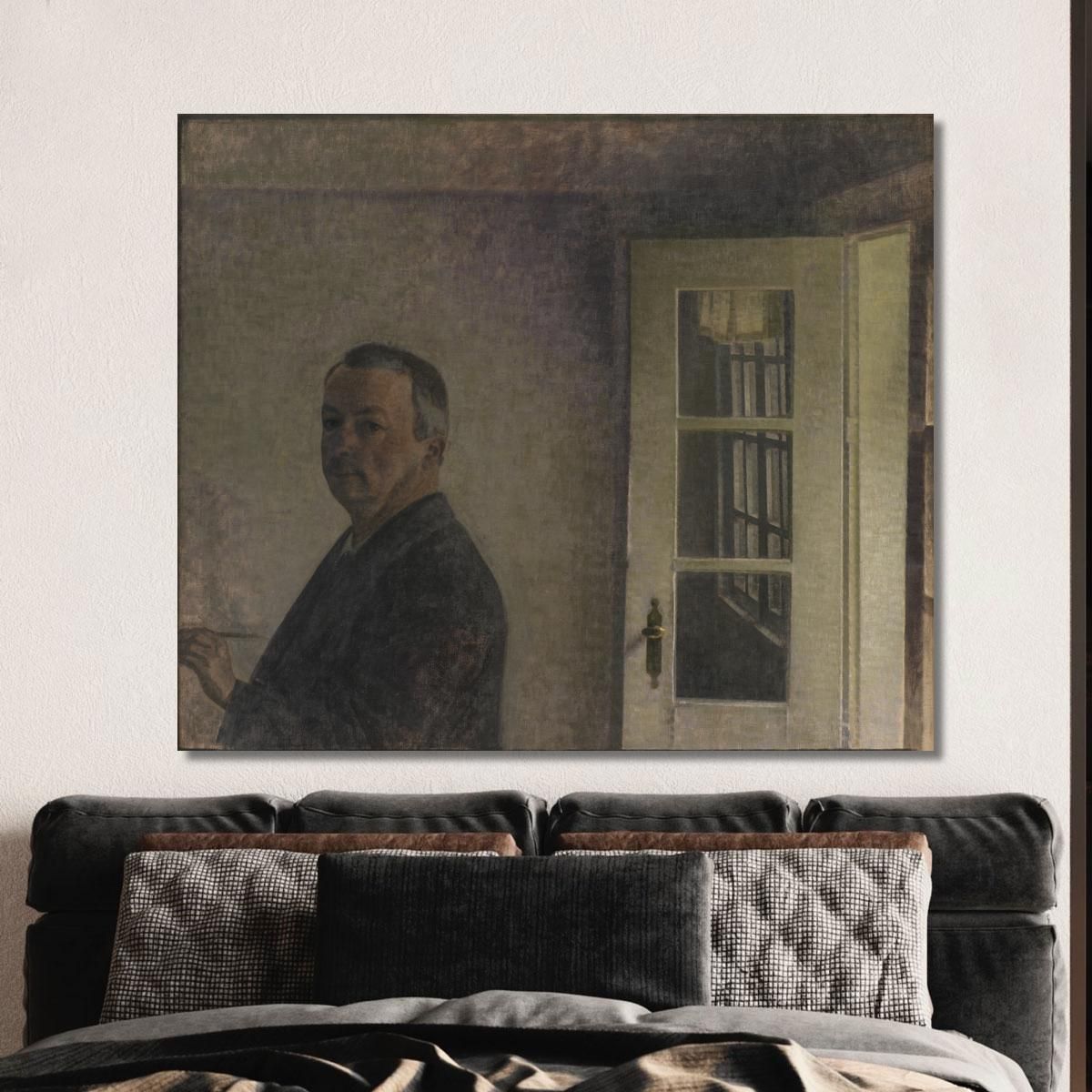 Self-Portrait. The Cottage Spurveskjul At Sorgenfri North Of Copenhagen Vilhelm Hammershøi vhm53 canvas print 