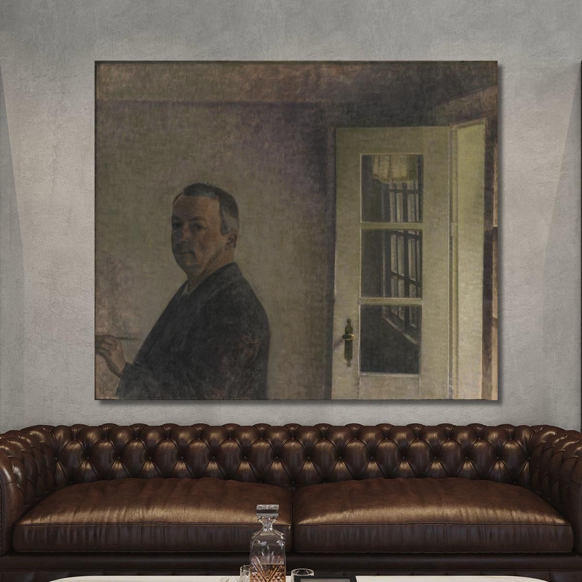 Self-Portrait. The Cottage Spurveskjul At Sorgenfri North Of Copenhagen Vilhelm Hammershøi vhm53 canvas print 