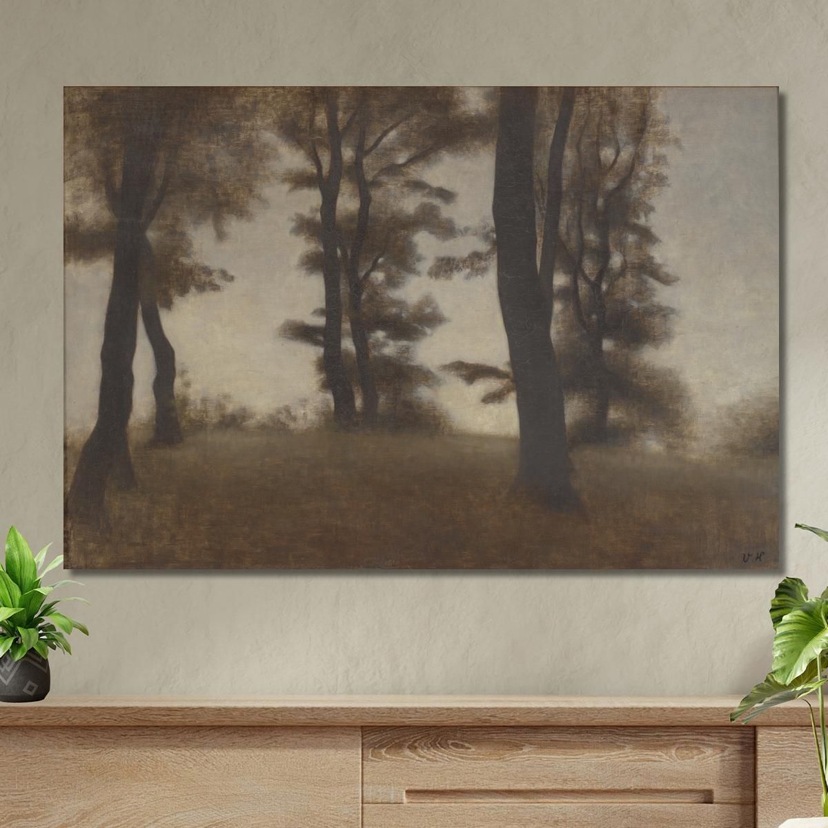 Tree Trunks. Arresødal Near Frederiksværk North Zealand Vilhelm Hammershøi vhm69 canvas print 