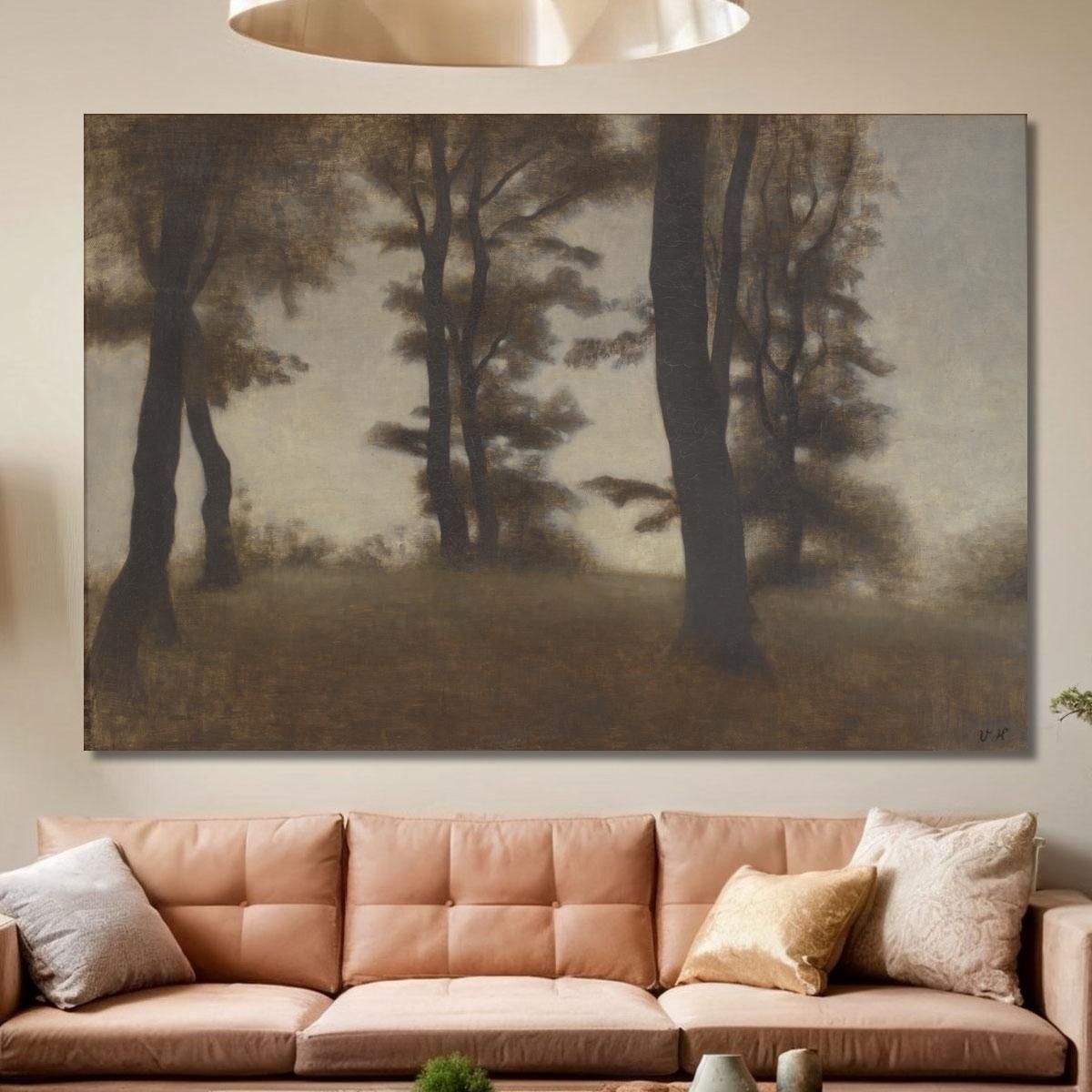 Tree Trunks. Arresødal Near Frederiksværk North Zealand Vilhelm Hammershøi vhm69 canvas print 