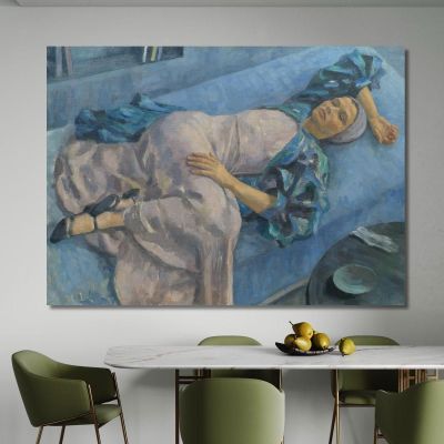 Grete Gamerith On Blue Couch Walther Gamerith wgm12 canvas print 
