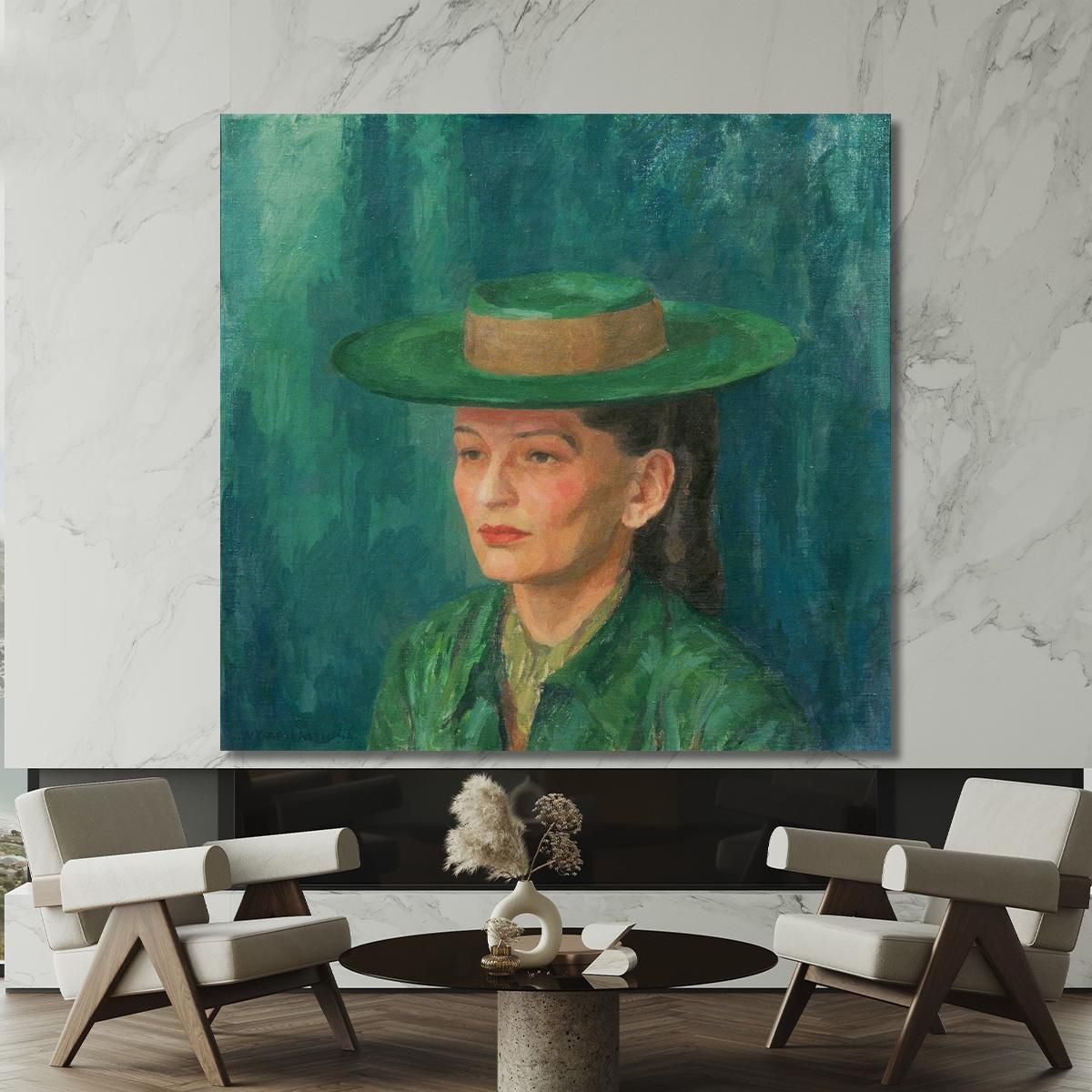 Grete Gamerith With Green Hat Walther Gamerith wgm13 canvas print 